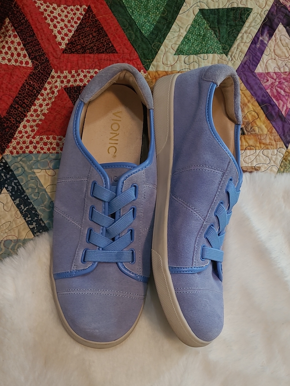 Vionic Blue Suede Summer Casual Flat Shoes Size 8